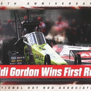 Maddi Gordon takes her first round win in Top Fuel at the AMALIE Motor Oil NHRA Gatornationals