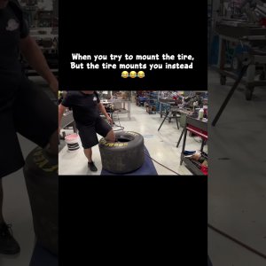 Tire mounted. Me trapped 😂😂😂